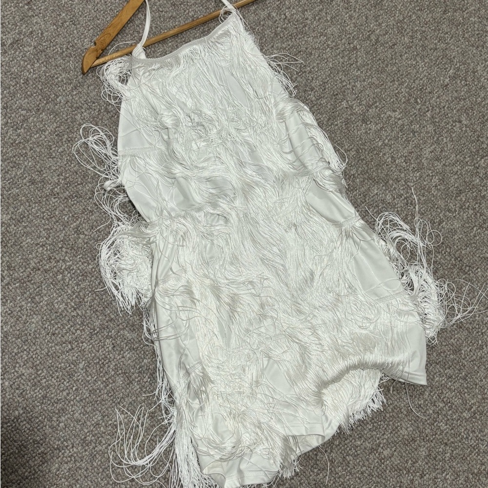 Elegant White Fringe Dress